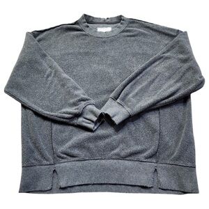 Aerie Women's Distressed Charcoal Grey Fuzzy Sweatshirt Size XS